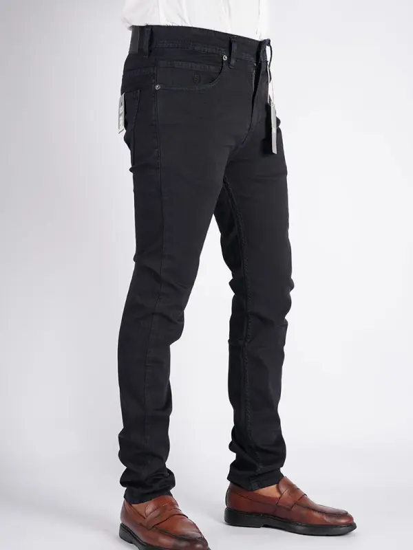 Pantalon en toile piqué de coton 5 poches Ref-BS4328PQ ( Noir )